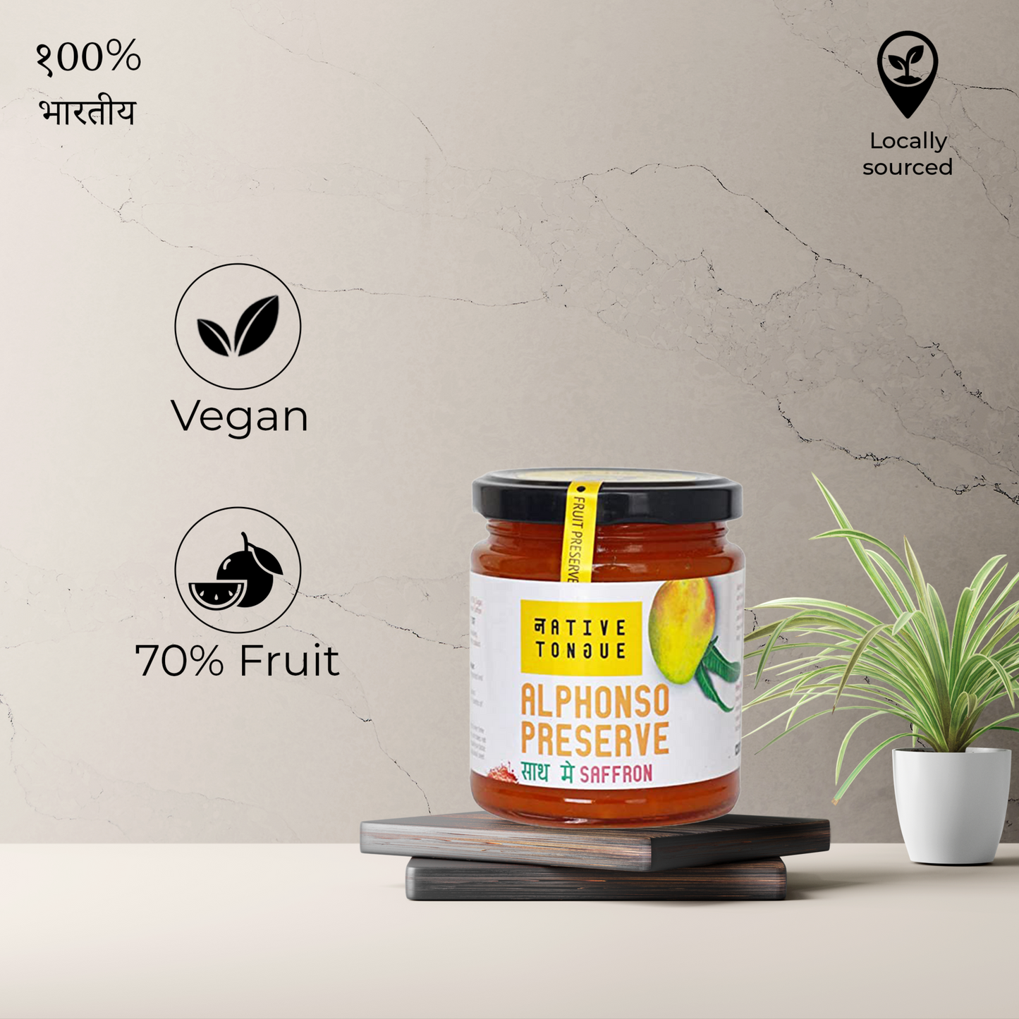 Alphonso Mango Preserve With Kashmiri Saffron | 70% Fruit | Low Sugar