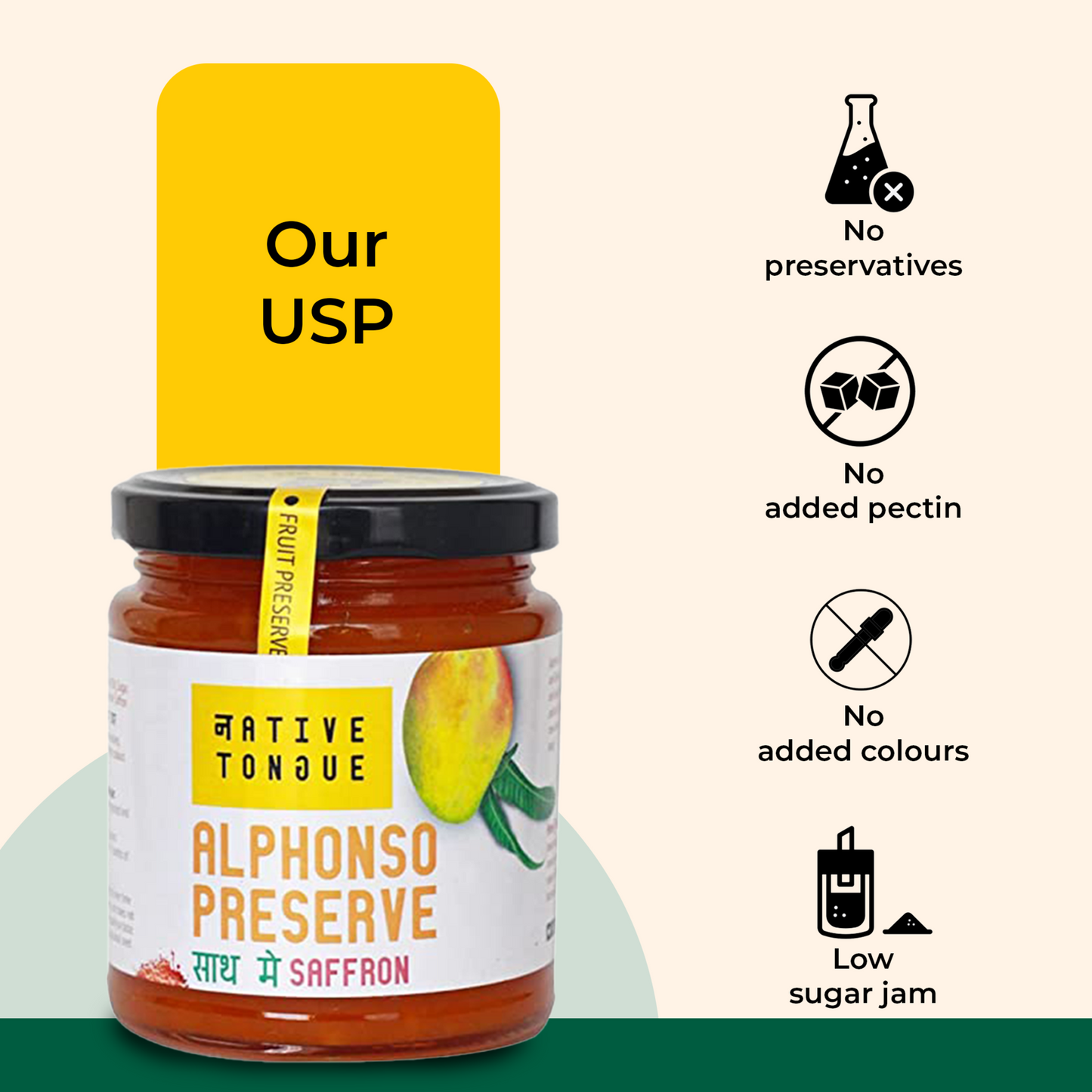 Alphonso Mango Preserve With Kashmiri Saffron | 70% Fruit | Low Sugar