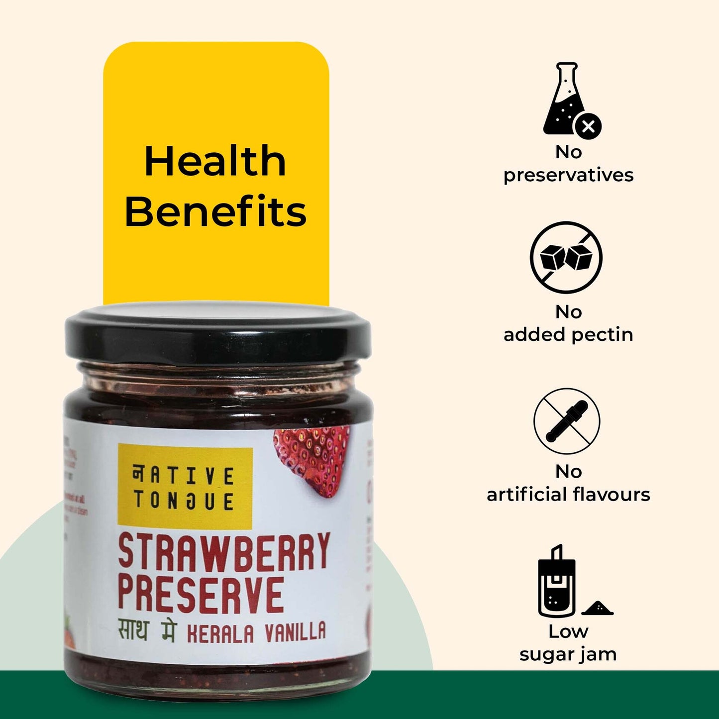 Strawberry Preserve with Kerala Vanilla | 70% Fruit | Low Sugar