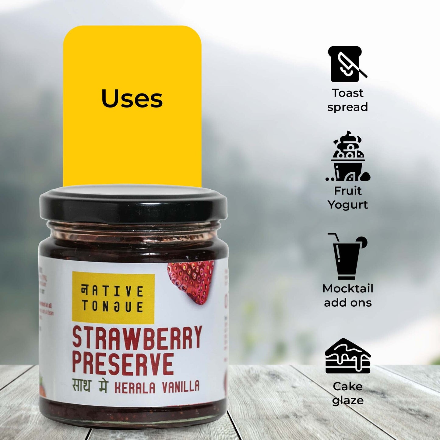 Strawberry Preserve with Kerala Vanilla | 70% Fruit | Low Sugar