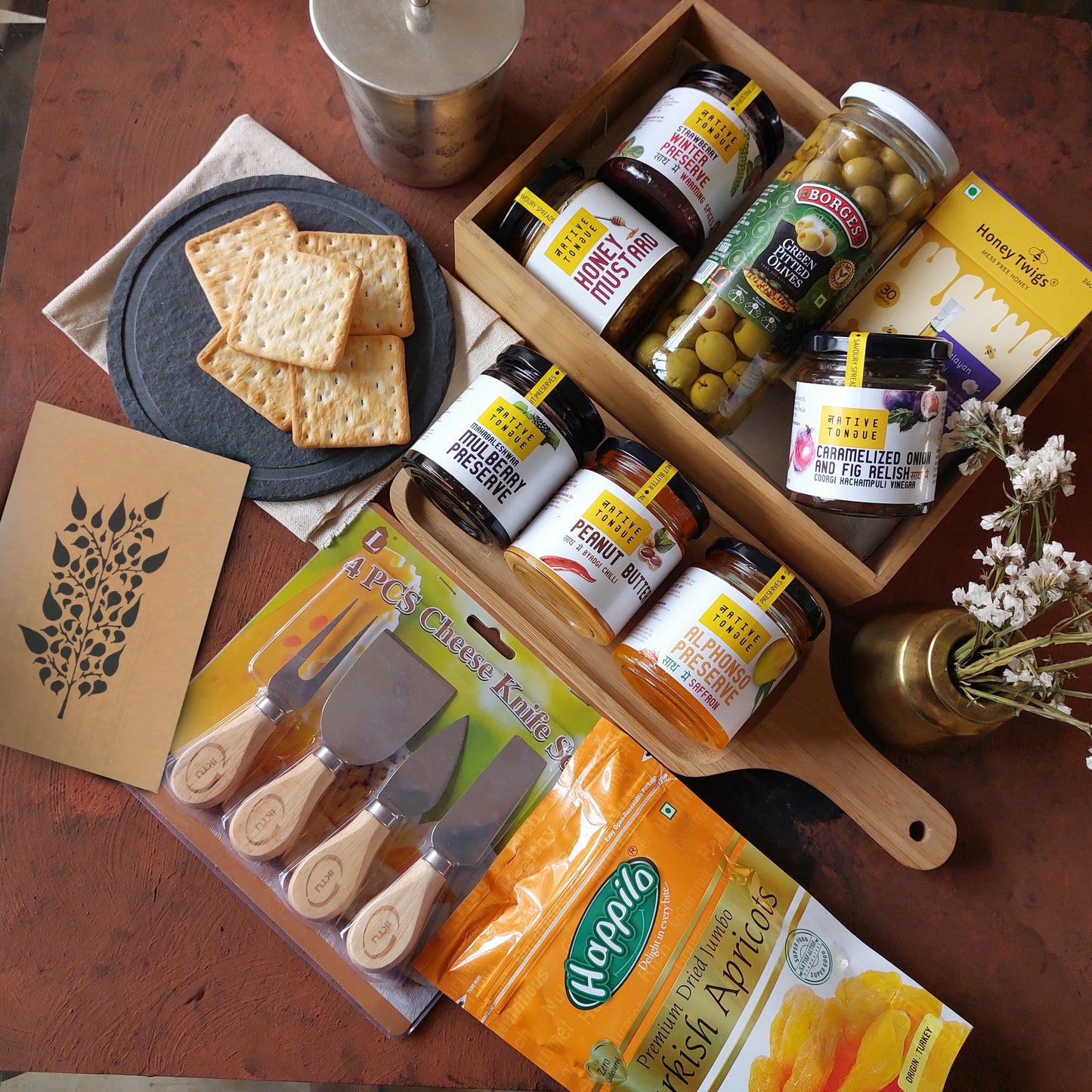 Native Tongue Cheese Board Essentials With Handmade Postcard