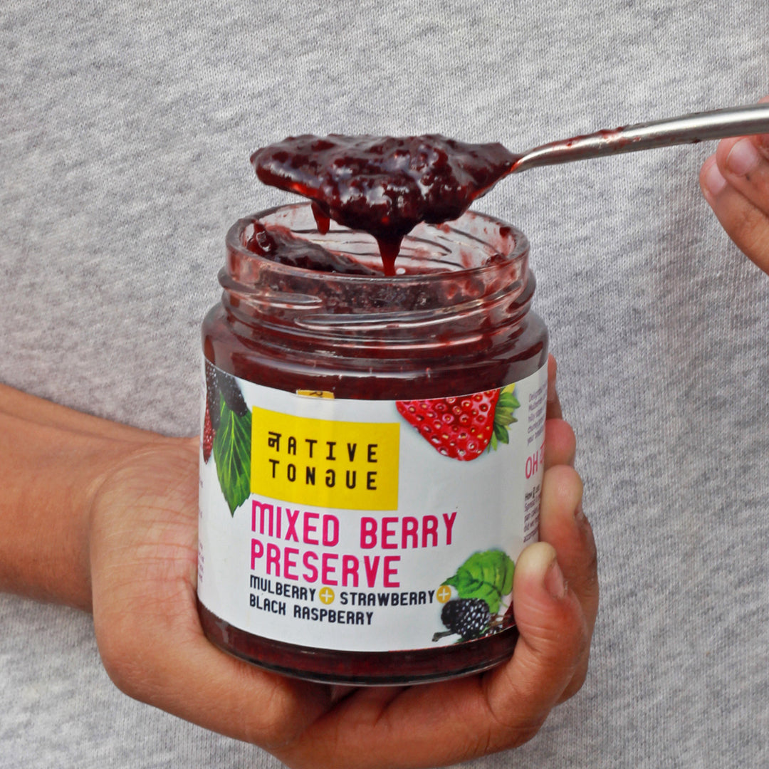 Mixed Berry Preserve with Mulberry, Strawberry and Black Raspberry | 70% Fruit | Low Sugar