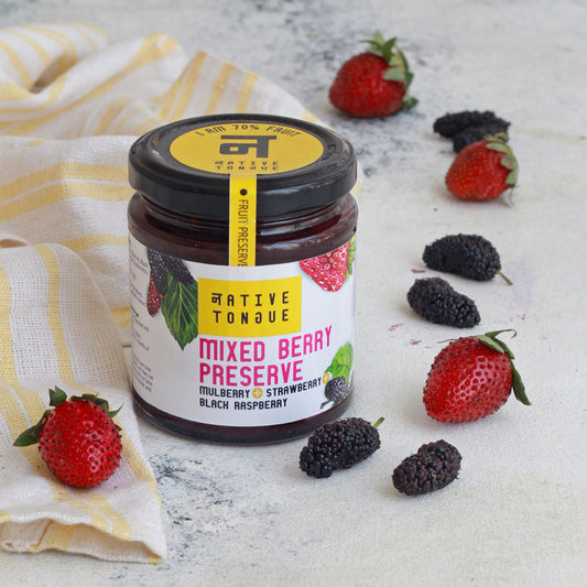 Mixed Berry Preserve with Mulberry, Strawberry and Black Raspberry | 70% Fruit | Low Sugar
