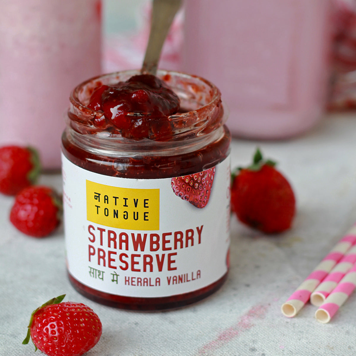 Strawberry Preserve with Kerala Vanilla | 70% Fruit | Low Sugar